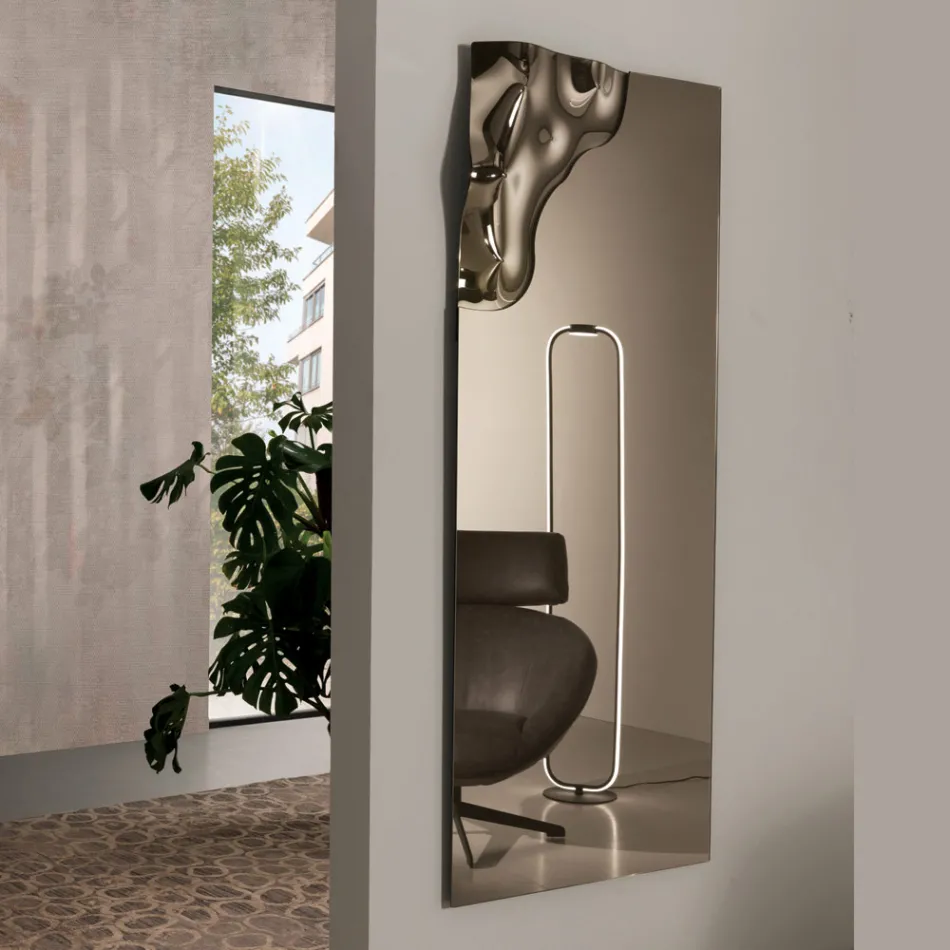 Rechteckiger Spiegel mit Ecke aus Fusingglas, hergestellt in Italien - Adelinda Viadurini