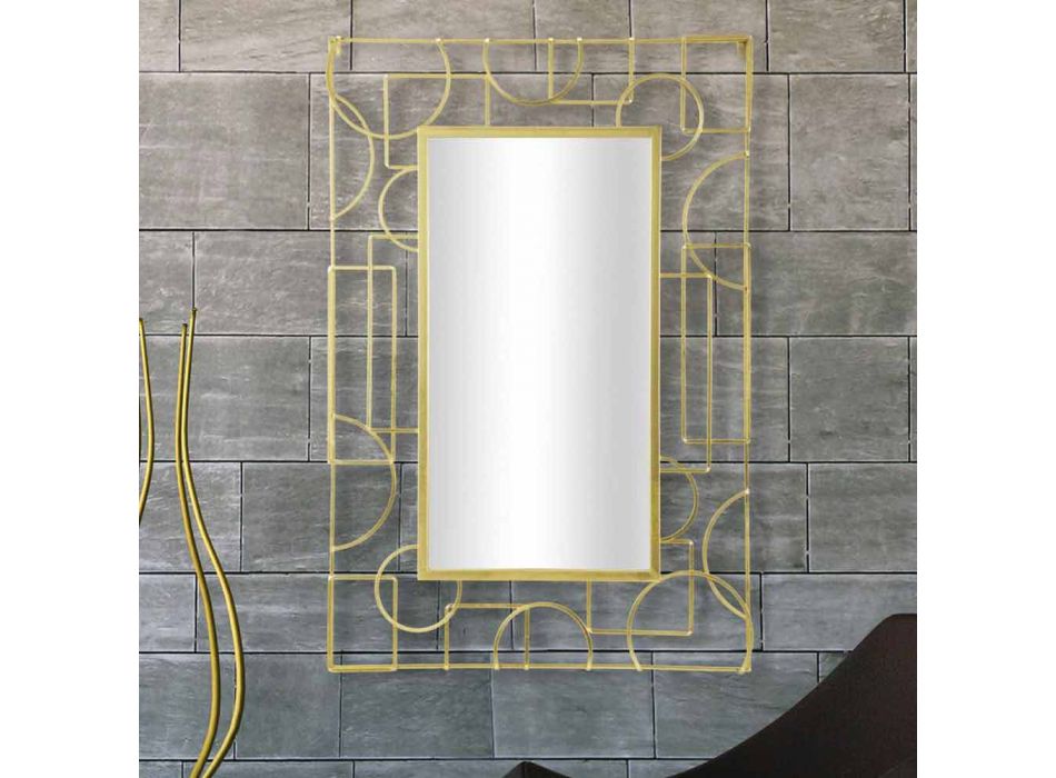 Rechteckiger Wandspiegel aus Eisen im modernen Design - Plinio Viadurini