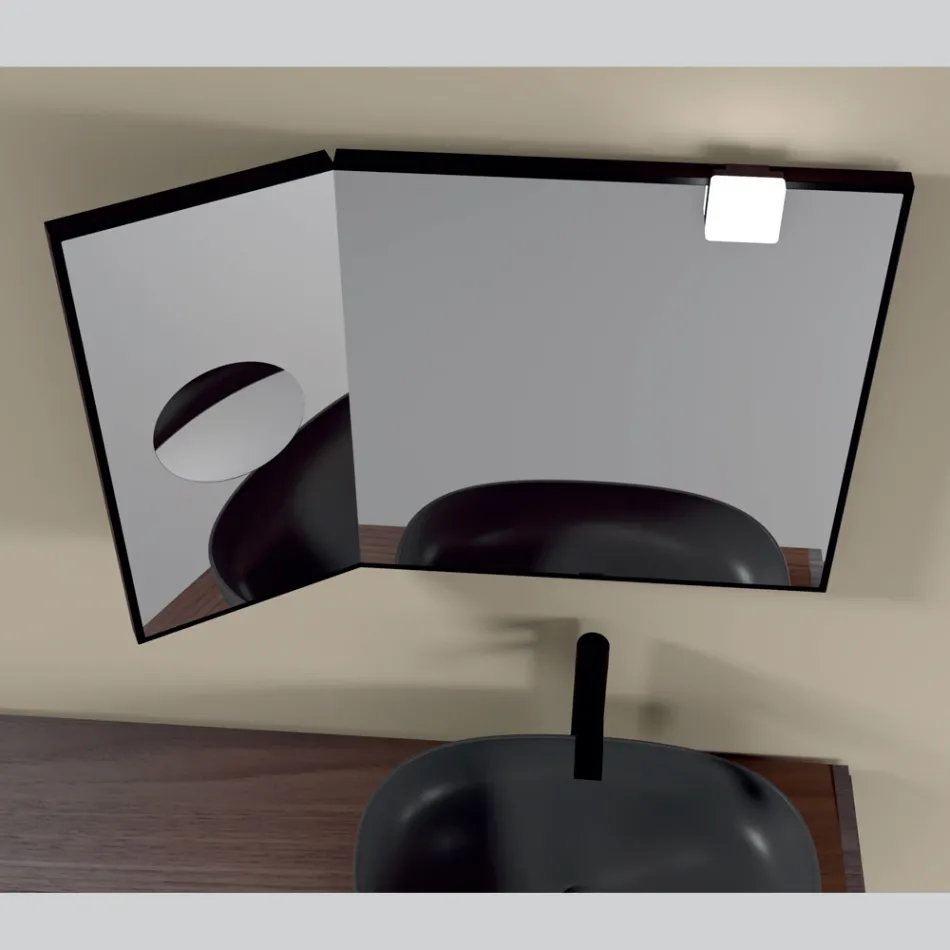 Rechteckiger Holzspiegel und Vergrößerungsspiegel, hergestellt in Italien – Curie Viadurini