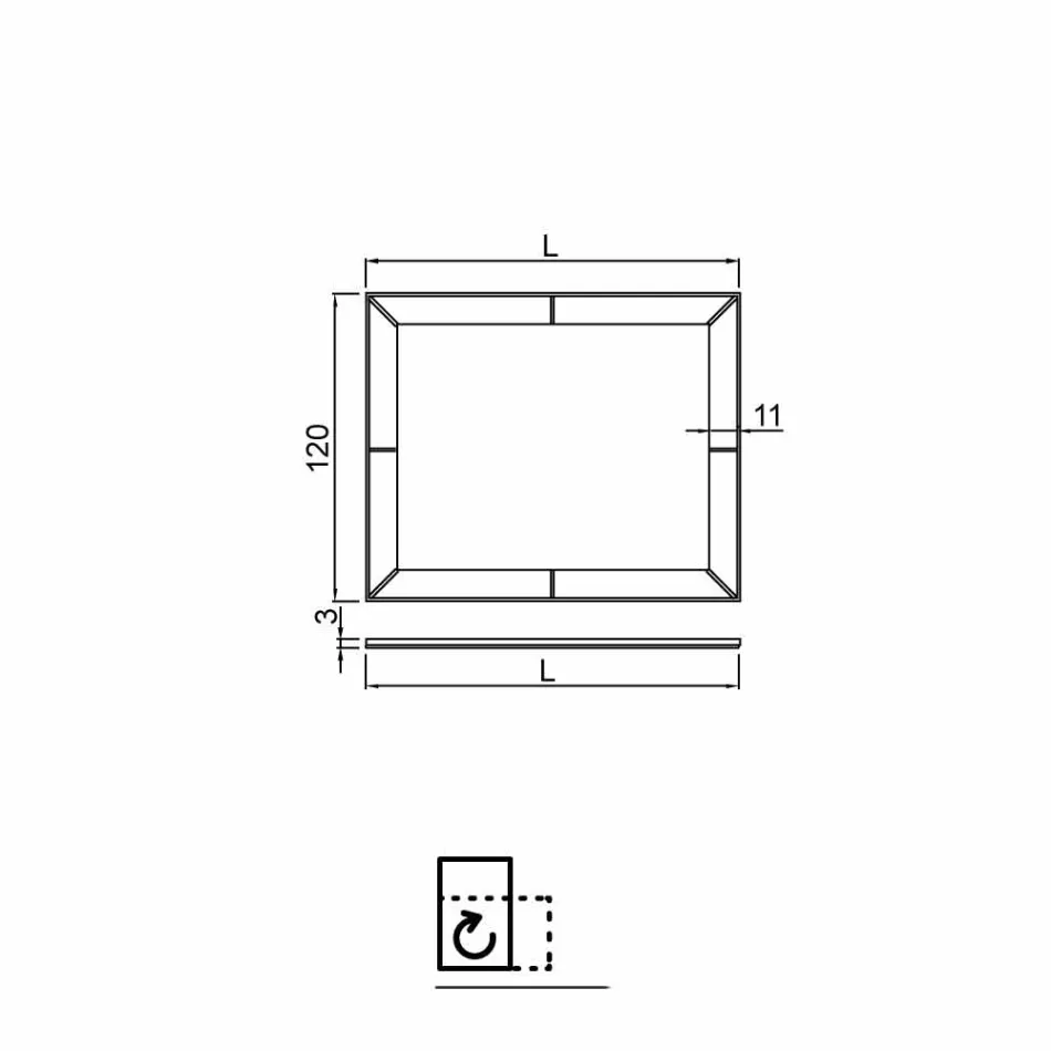 Wulstiger Spiegel mit moderner Grundkante, H120 x L120cm, Dedalo Viadurini