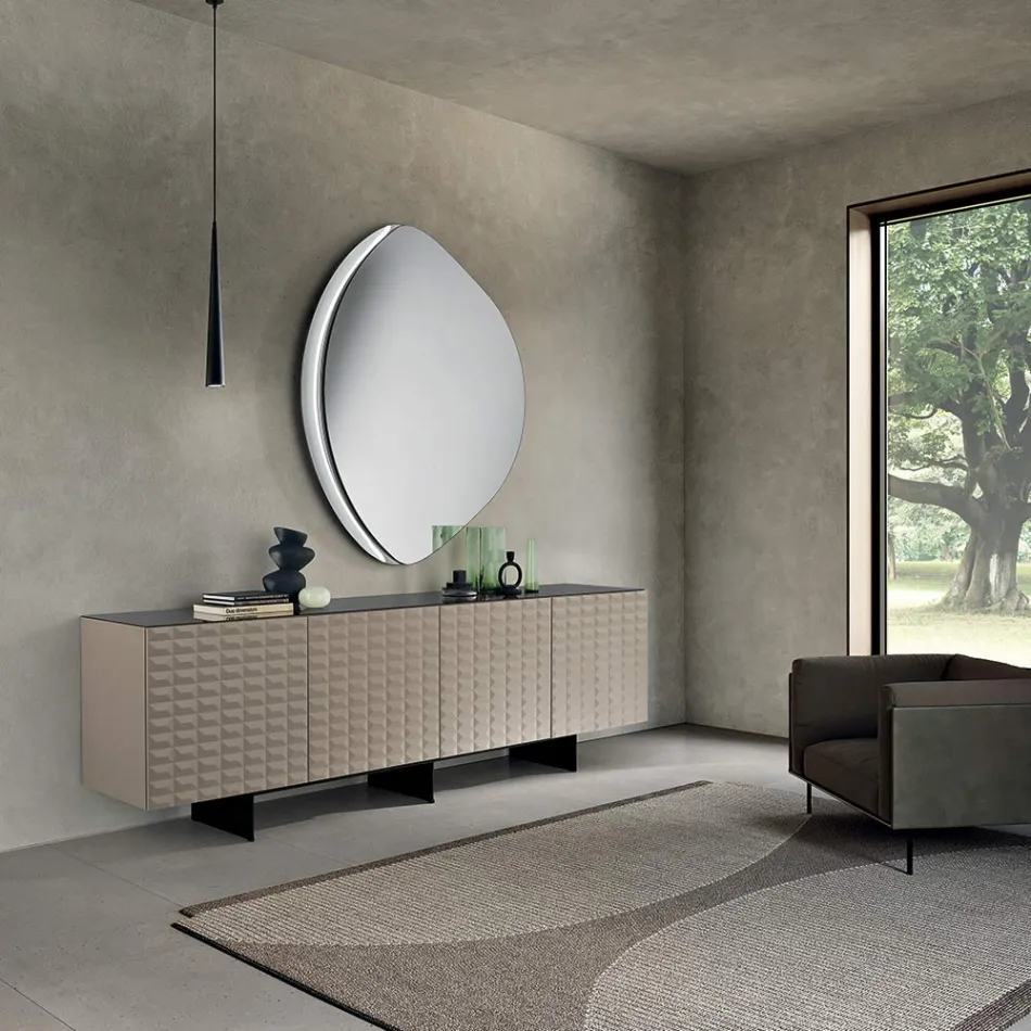 Abigaille-förmiger Spiegel mit Halbrahmen aus Fusingglas, hergestellt in Italien Viadurini