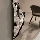 Rechteckiger Spiegel mit gewelltem Glaseinsatz, hergestellt in Italien – Adelasia Viadurini