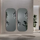 Rechteckiger Spiegel mit gewelltem Glaseinsatz, hergestellt in Italien – Adelasia Viadurini