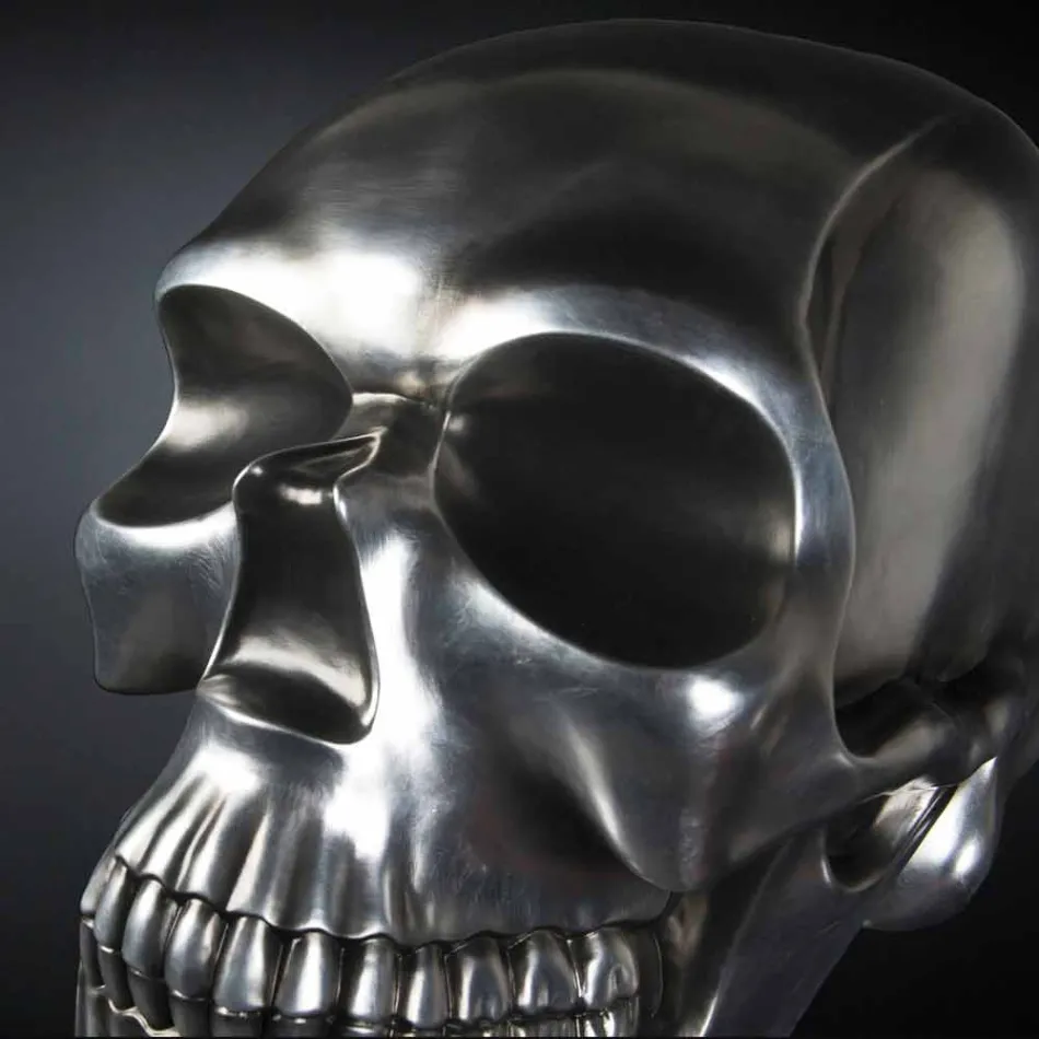 Totenkopf-Statue aus Silberkeramik Made in Italy - Skull Viadurini