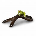 Froschförmige Statue auf Ast aus farbigem Glas Made in Italy - Froggy