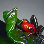 Dekorative Figur in Form eines Frosches auf Glasblatt Made in Italy - Leaf Viadurini