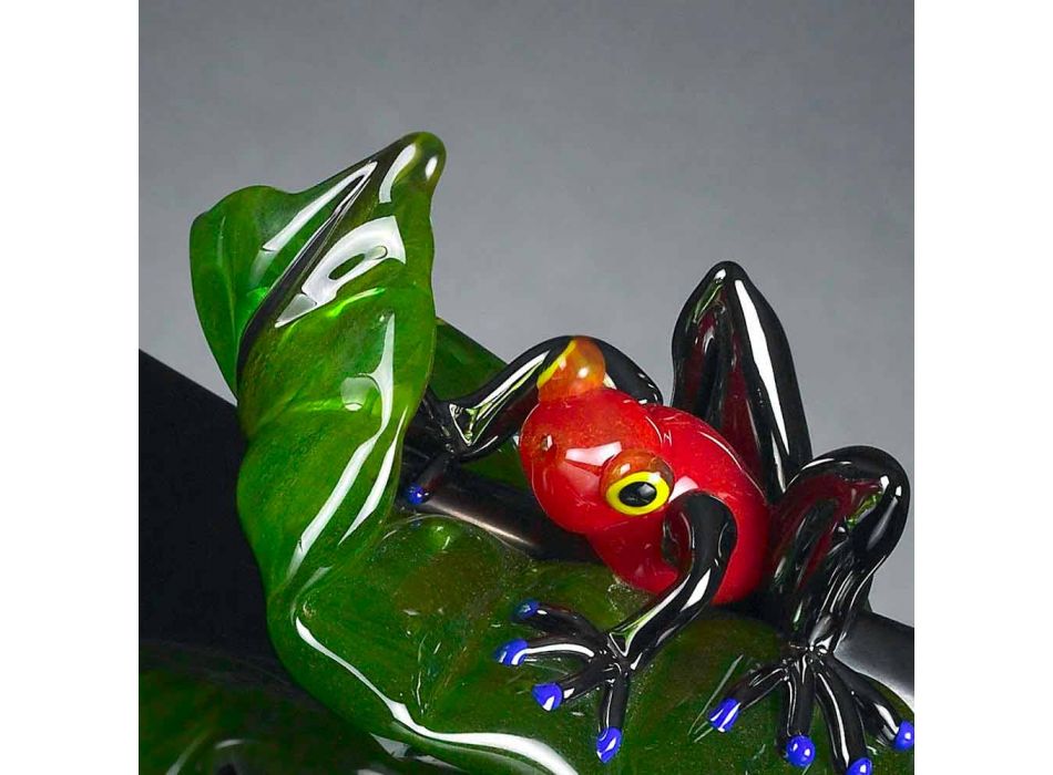 Dekorative Figur in Form eines Frosches auf Glasblatt Made in Italy - Leaf Viadurini