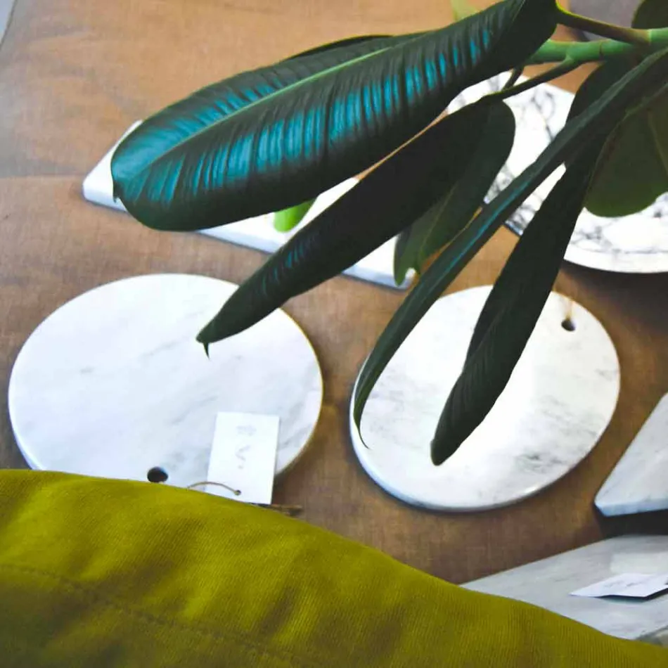 Rundes Design Weiß Carrara Marmor Schneidebrett Made in Italy - Mascha Viadurini