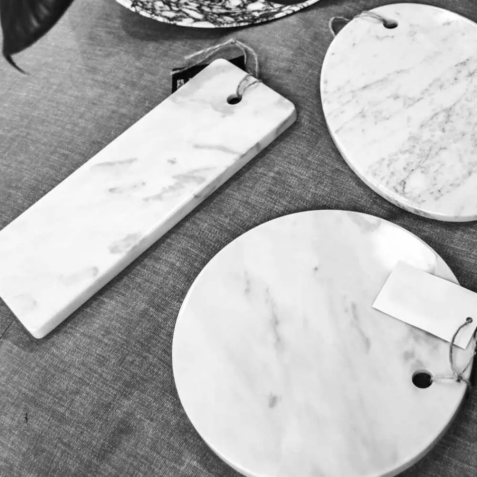 Rundes Design Weiß Carrara Marmor Schneidebrett Made in Italy - Mascha Viadurini