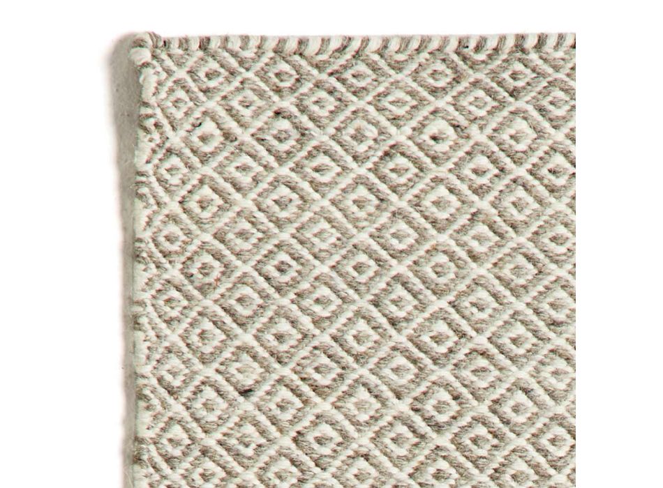 Handgewebter Wohnzimmerteppich aus Wolle und Baumwolle im modernen Design – Rivet Viadurini