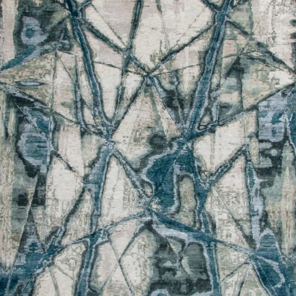 Moderner Design-Wohnzimmerteppich mit Muster aus Bambusseide und Wolle – Laptos Viadurini