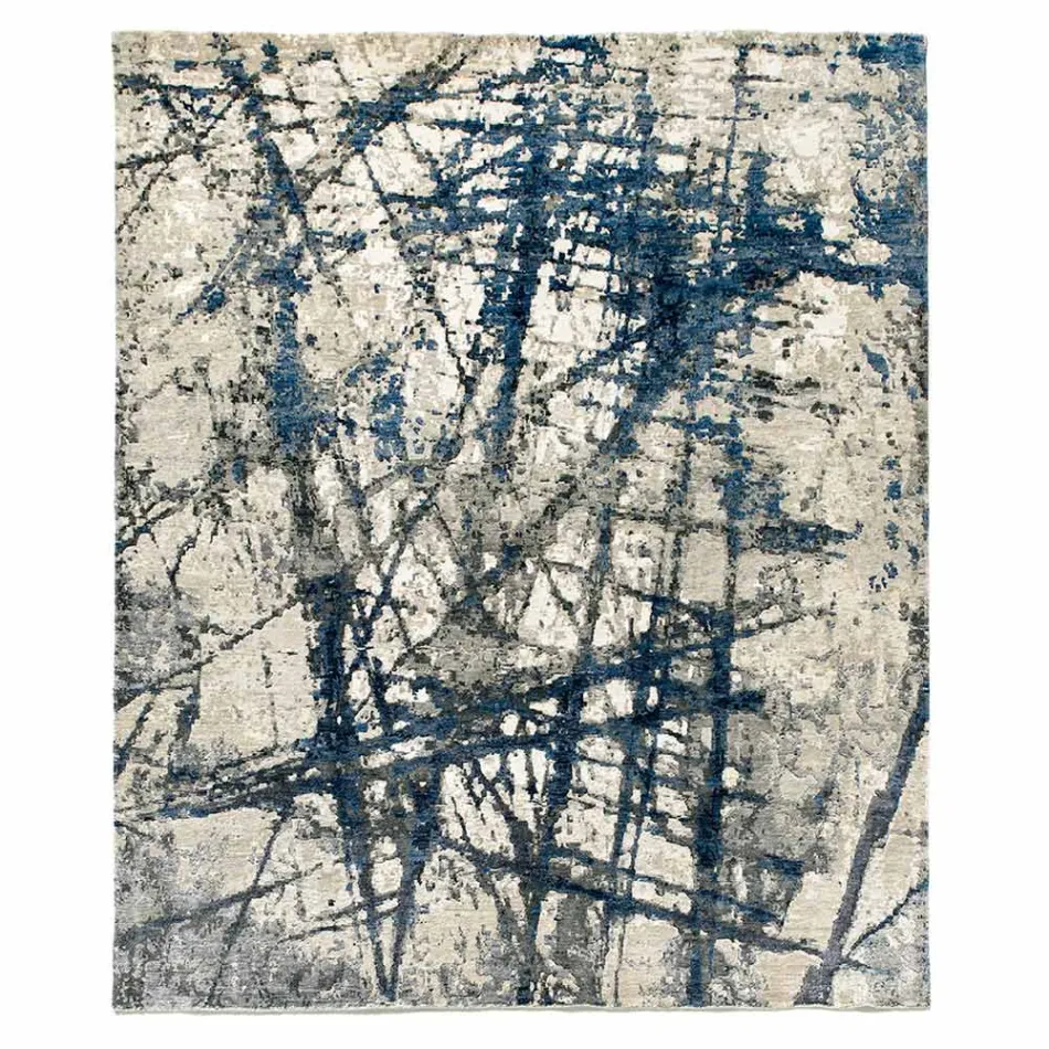 Moderner Design-Wohnzimmerteppich mit Muster aus Bambusseide und Wolle – Laptos Viadurini