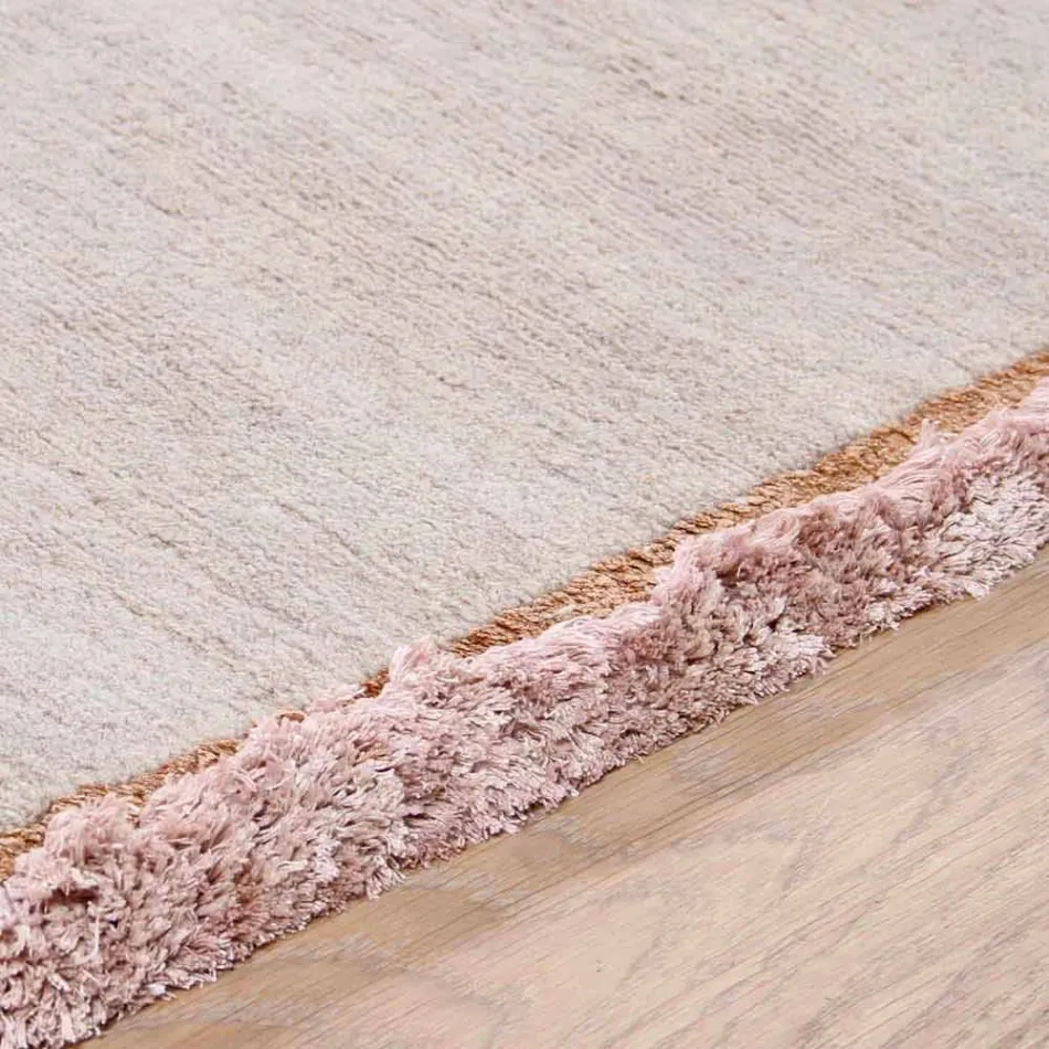 Teppich aus Viskose und Baumwolle mit farbigen Fransen in modernem Seidendesign - Garbino Viadurini