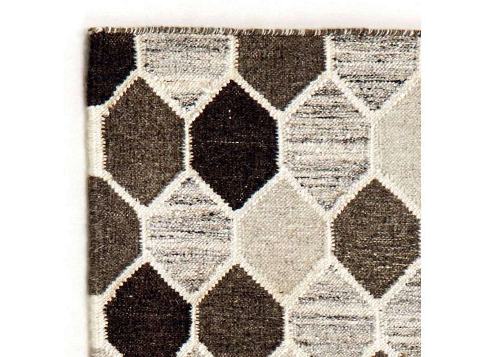 Moderner Designerteppich mit geometrischem Muster aus Wolle und Baumwolle – Tapioka Viadurini