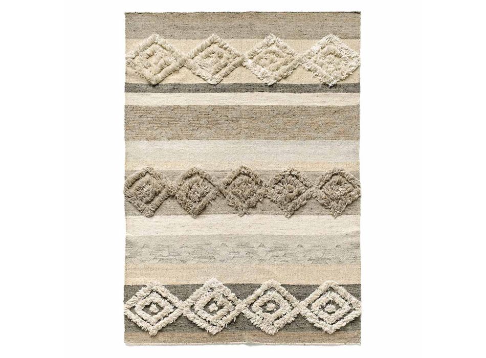 Rechteckiger Teppich aus Wolle, Baumwolle und Viskose für modernes Wohnzimmer – Zorro Viadurini