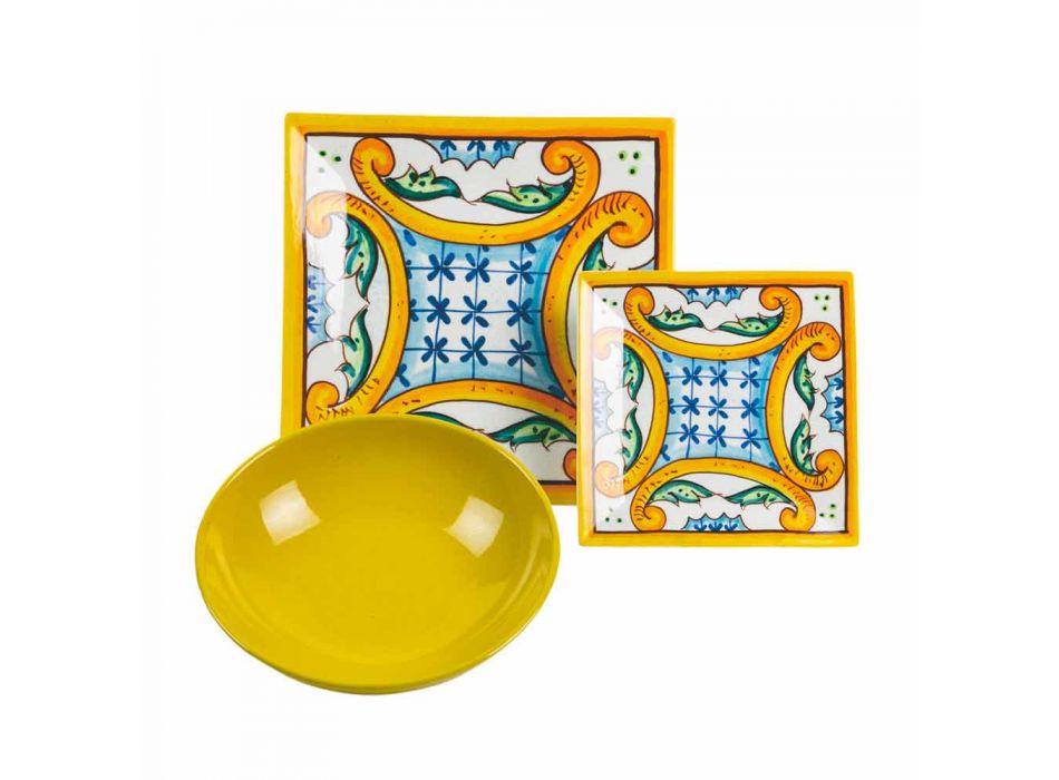Eleganter farbiger gedeckter Tisch, Porzellan und Steinzeug 18 Stück - Fliesen Viadurini