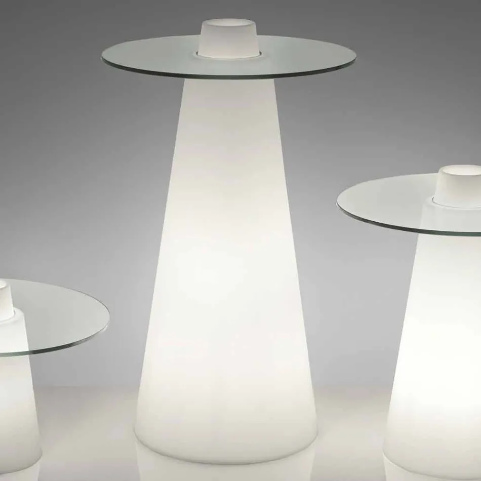 Slide Peak Hochtisch (H120) aus Polyethylen und Glas in Italien hergestellt Viadurini