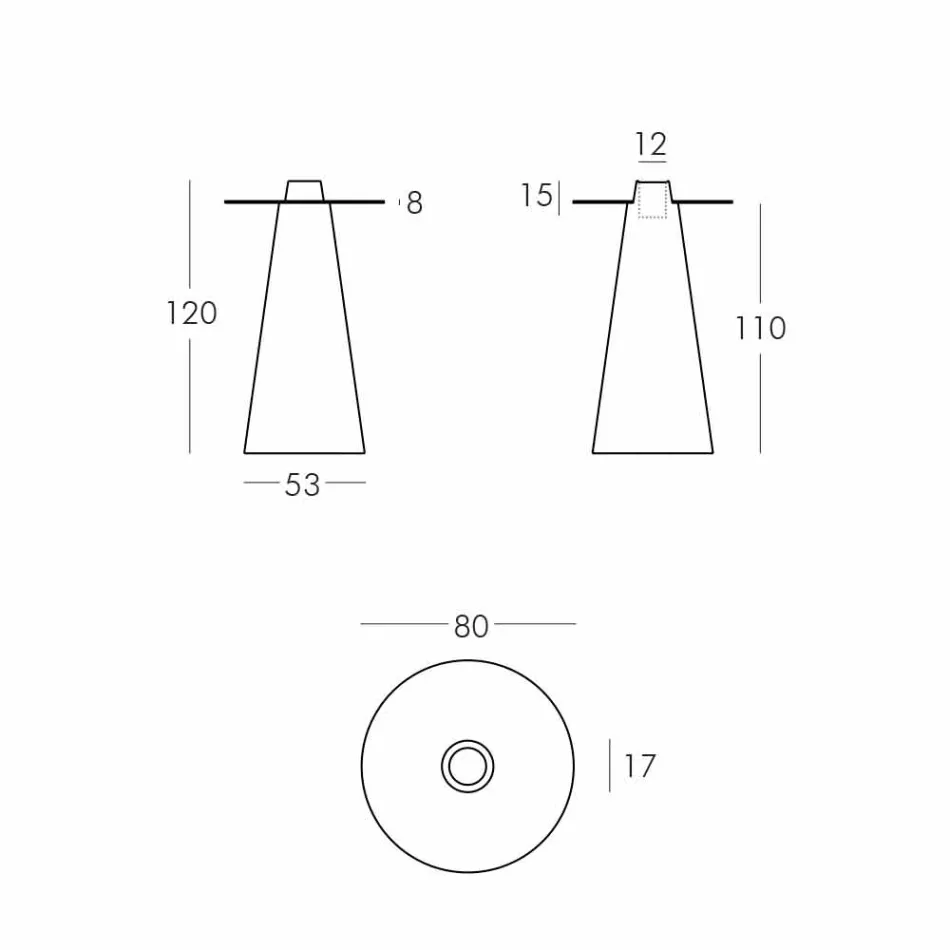 Slide Peak Hochtisch (H120) aus Polyethylen und Glas in Italien hergestellt Viadurini