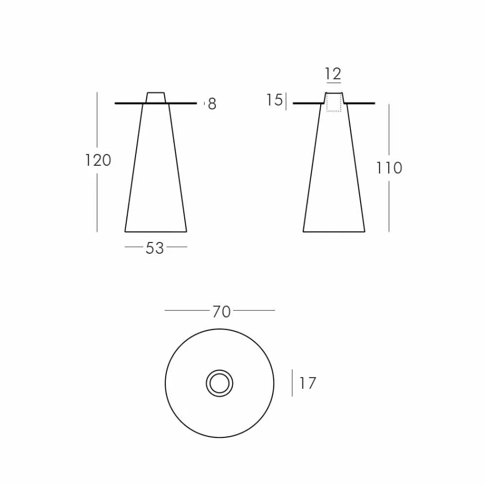 Slide Peak Hochtisch (H120) aus Polyethylen und Glas in Italien hergestellt Viadurini