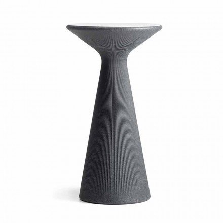 Hoher runder Couchtisch im Freien aus Polyethylen und HPL Made in Italy - Desmond Viadurini