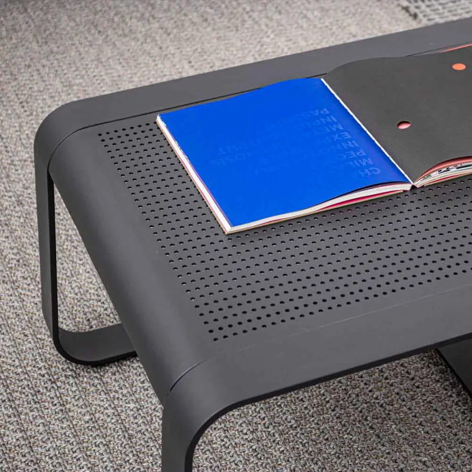 Niedriger Tisch im Freien aus weiß oder anthrazit lackiertem Aluminium - Aniello Viadurini