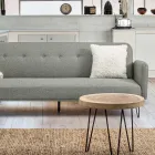 Niedriger Wohnzimmertisch aus Aluminium und Tischplatte aus Naturholz - Crotone Viadurini