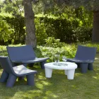 Niedriger Tisch Low Slide Lita Tisch Polyethylen und Glas aus Italien Viadurini