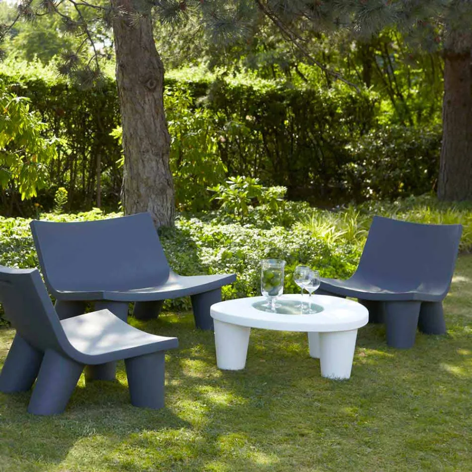 Niedriger Tisch Low Slide Lita Tisch Polyethylen und Glas aus Italien Viadurini