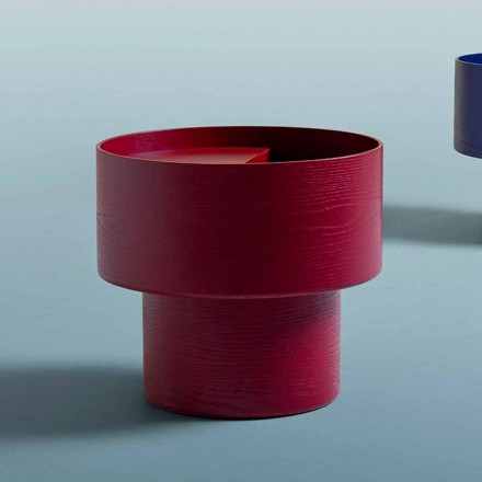Runder Nachttisch mit modernem Design in Bordeaux oder Blue Wood - Vinnie Viadurini