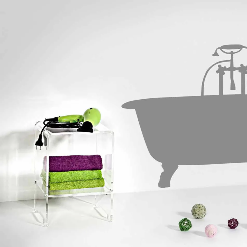 Mimi moderner Design transparenter Couchtisch / Nachttisch, made in Italy Viadurini