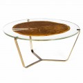 Moderner Couchtisch Bigo 1, mit Glas- und Holzplatte, made in Italy