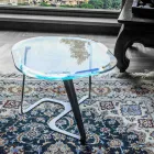 Handgefertigter Couchtisch aus Glas und Stahl Made in Italy - Marbello Viadurini