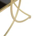 Couchtisch aus Eisen mit Gold-Finish und schwarzen Glasplatten - Serpico Viadurini