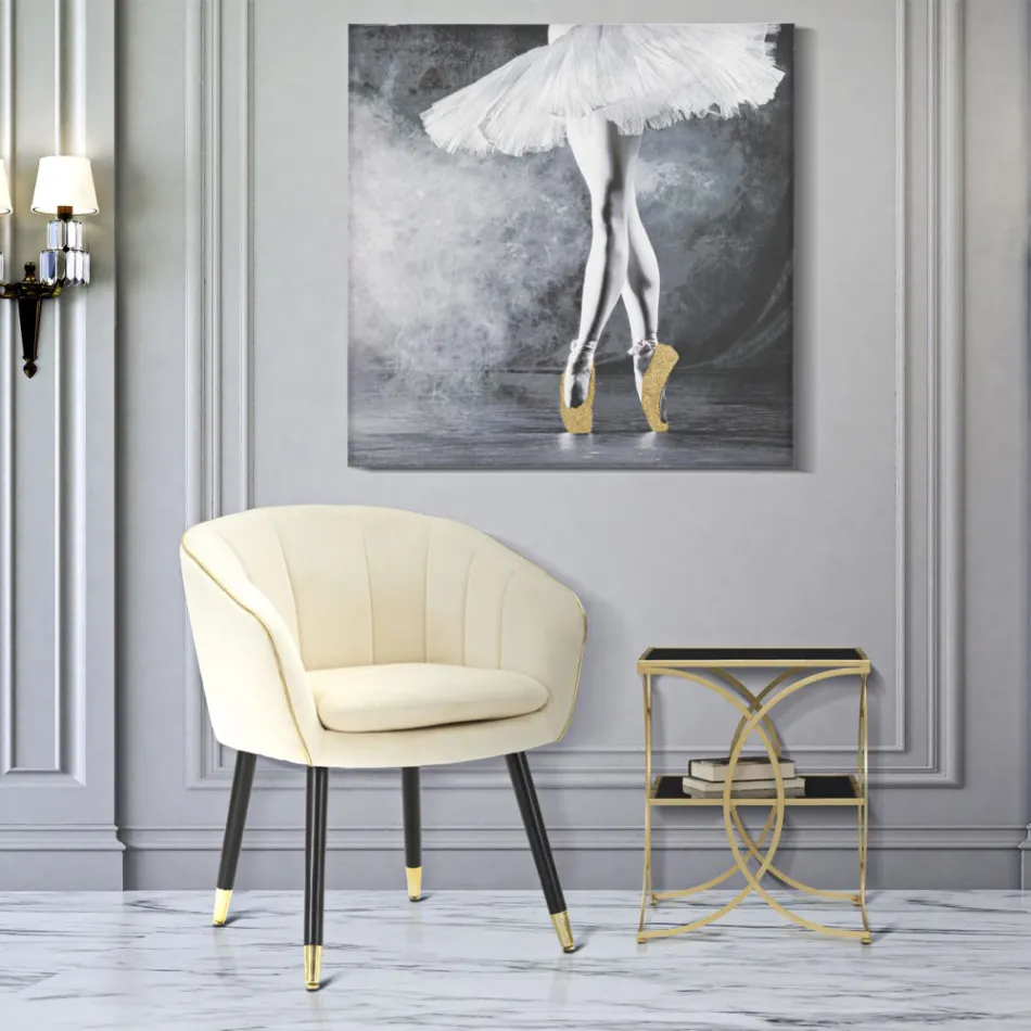 Couchtisch aus Eisen mit Gold-Finish und schwarzen Glasplatten - Serpico Viadurini