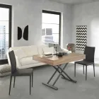 Moderner umwandelbarer Couchtisch aus Holz und Metall Made in Italy - Fabio Viadurini