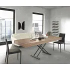 Moderner umwandelbarer Couchtisch aus Holz und Metall Made in Italy - Fabio Viadurini