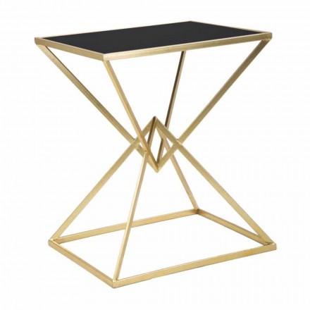 Rechteckiger Design-Couchtisch aus Eisen und Glas - Rosie Viadurini