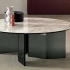 Runder Couchtisch mit Keramikplatte und Rauchglasbeinen - Random Viadurini