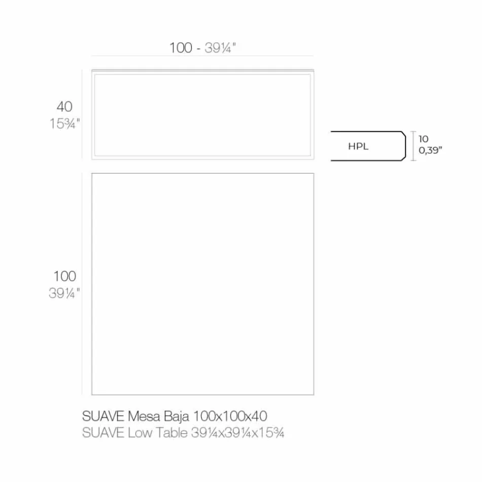 Couchtisch im Freien aus Aluminium und quadratischem schwarzem Laminat - Suave von Vondom Viadurini