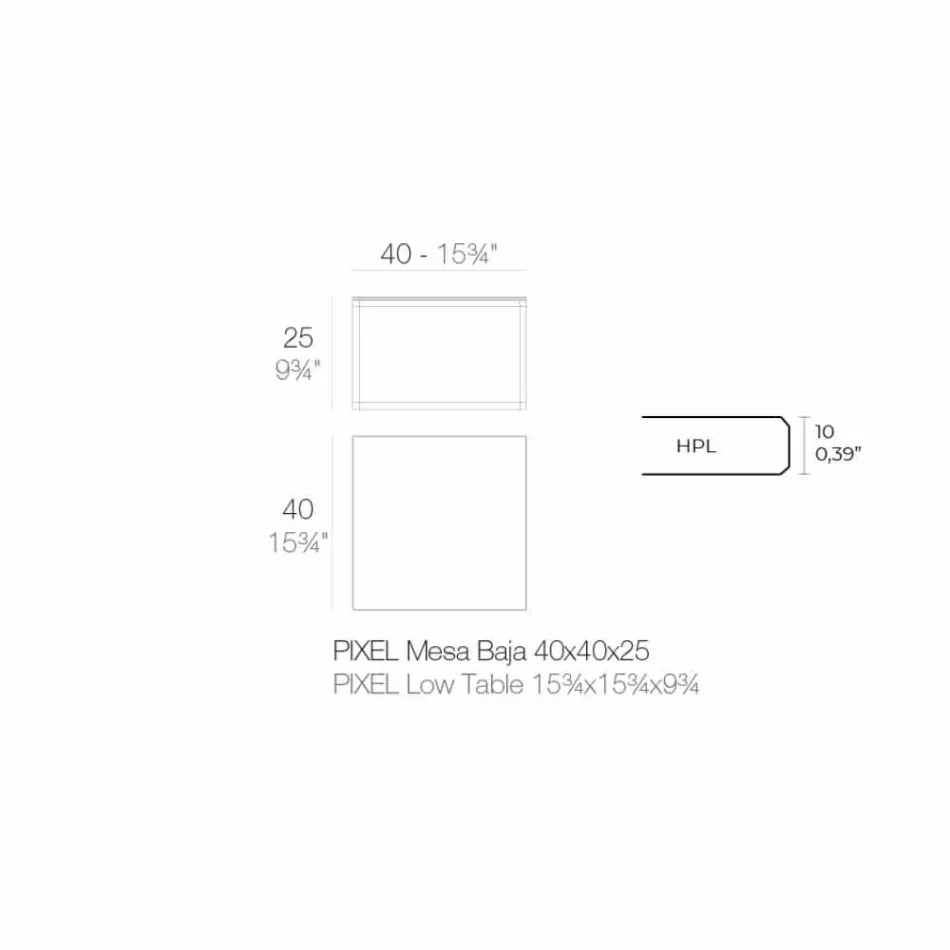 Couchtisch im Freien aus Aluminium und quadratischem schwarzem Laminat - Suave von Vondom Viadurini
