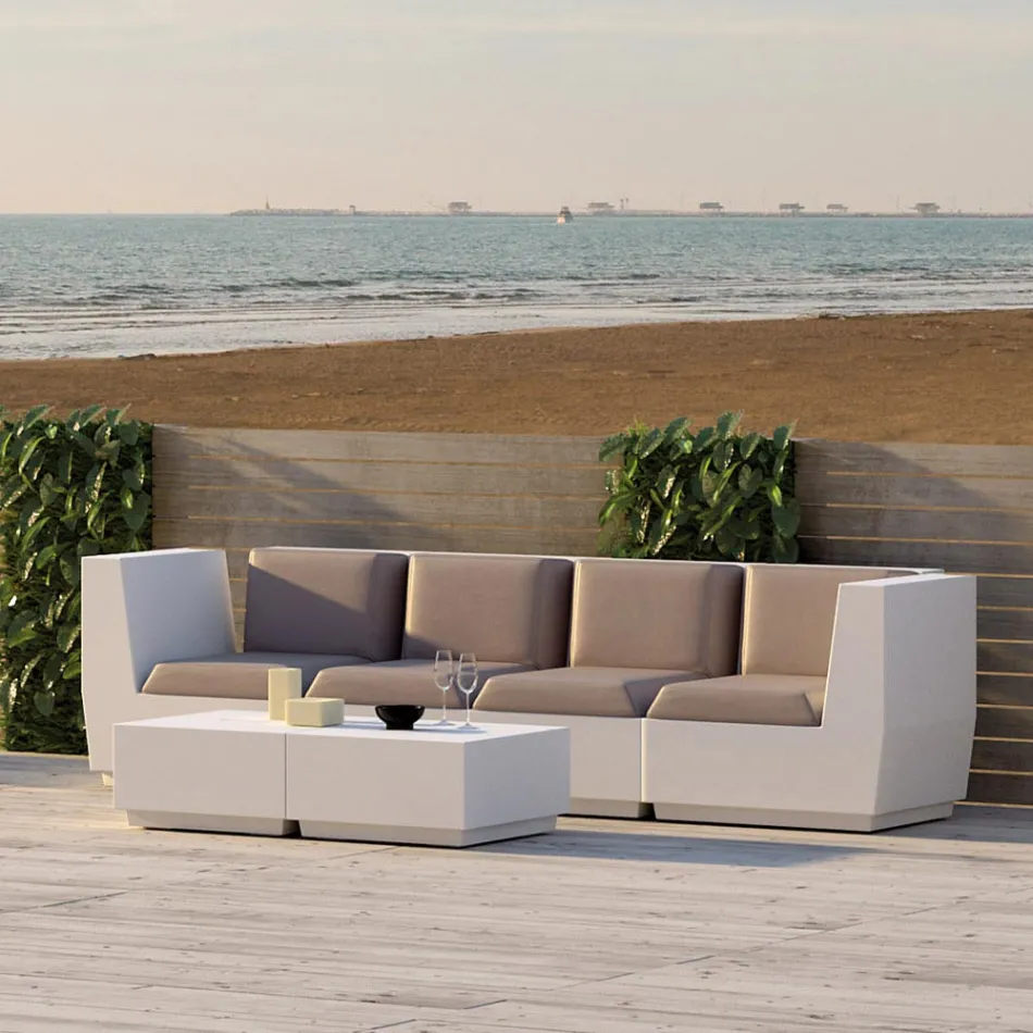 Quadratischer Garten-Couchtisch aus Polyethylen Made in Italy - Macao Viadurini