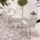 Runder Garten-Couchtisch aus Designer-Rattan, Durchmesser 52 cm – Favolizia Viadurini