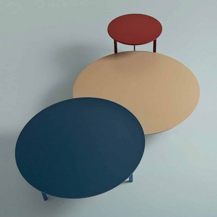 3 Beine Couchtisch aus Stahl und farbigem Holz - Hübsch Viadurini