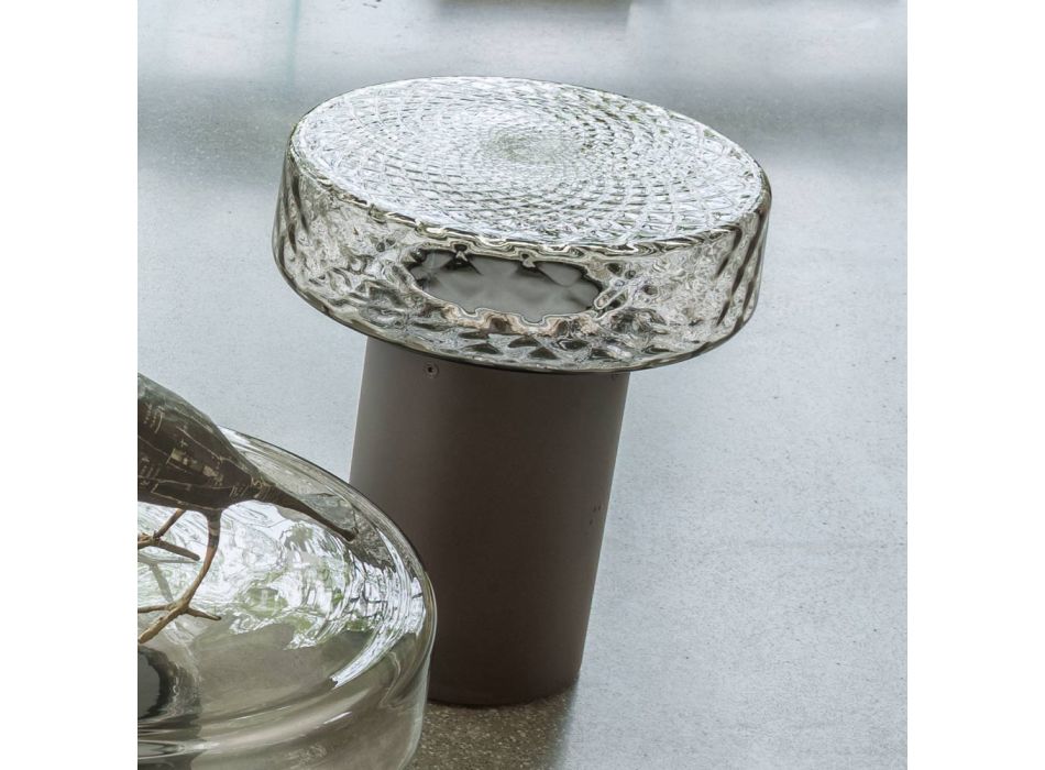 Couchtisch mit Glasplatte und Metallgestell, hergestellt in Italien – Batulla Viadurini