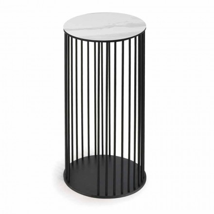 Couchtisch mit runder Keramikplatte Made in Italy - Montebianco Viadurini