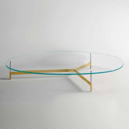 Design Couchtisch aus Glas mit Metallbasis Made in Italy - Cinci Viadurini