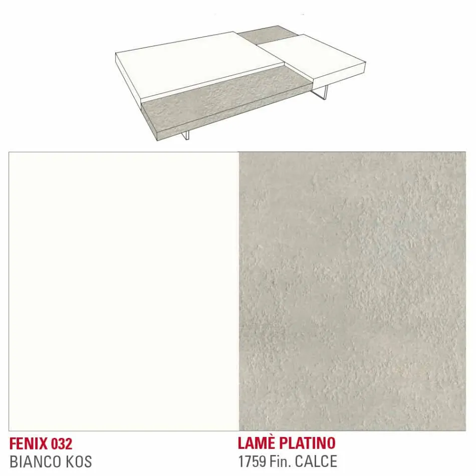 Fenix Couchtisch mit transparenten Füßen Made in Italy - Justin Viadurini