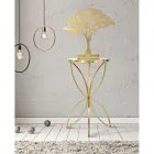 Couchtisch aus vergoldetem Eisen mit runder Spiegelplatte - Umari Viadurini