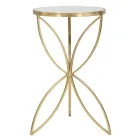 Couchtisch aus vergoldetem Eisen mit runder Spiegelplatte - Umari Viadurini