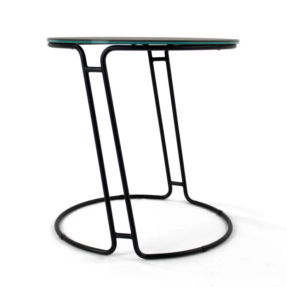 Couchtisch aus Porzellan-Grès und rundem Sockel, hergestellt in Italien – Tullia Viadurini